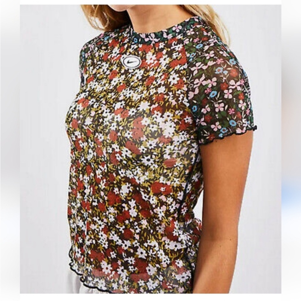 Nike Retro Sheer Floral Mesh Top Size Medium